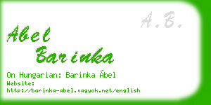 abel barinka business card